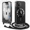 Ethanger Handyband für iPhone 13 iPhone 14 Hülle mit Band + 2 Stück Glas Schutzfolie Transparent Silikon Handyhülle Magnetische Schutzhülle für iPhone 13/14 Schwarz