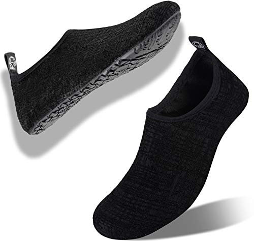 Chaussettes de natation pour pieds nus - Protection pour la mer, la plage, la piscine - Pour homme et femme, Noir pur, 39.5/41 EU