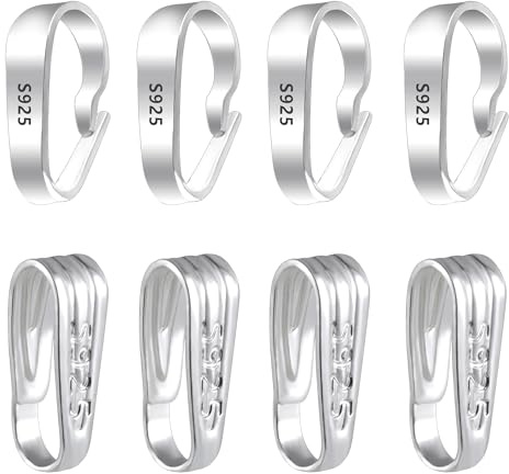8PCS Silver Necklace Pendant Clasps Small Pendant Pinchs Clip for Necklace