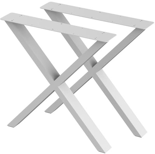 BK Styl 2 Stück Tischbeine aus Metall X-Form | Tischgestell aus 80x40mm Profilen | Tischkufen Tischfüße Möbelbeine für Schreibtische & Esstische I Stahl Pulverbeschichtet I DIY (715x720mm White)