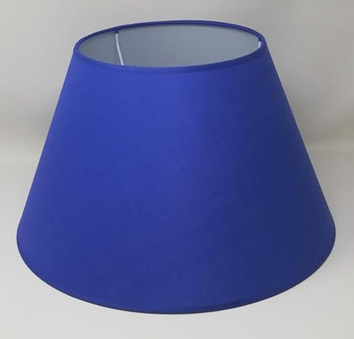 40 cm Cono Pantalla, Tela de Algodón, respaldo de PVC Blanco, Producto Hecho a Mano, para Lámpara de Mesa, Lámpara de Pie (Azul)