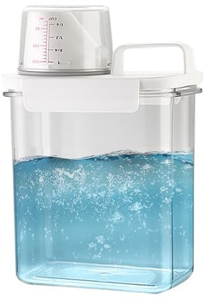 Ksvaye 1100 Ml Dosificador Detergente Lavadora, Caja de Detergente Reutilizable Dispensador de Polvo de Lavado con Vaso Medidor para Jabón Líquido, Gel de Ducha, Champús