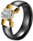 Ring Herren, Mode Keramik Ring mit runden klaren kubischen Zirkonias für Männer Frauen Schwarz Gold, Größe 57 (18.1)