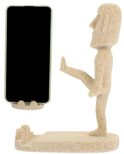 Mikinona Stone Man Mobile Phone Holder Novelty Desk Cell Phone Stand Office Use Creative Home Decoration
