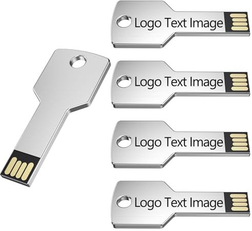 Uflatek 32GB USB Stick Schlüsselform Speicherstick 200 Stück Personalisiert USB 2.0 Flash-Laufwerk Silber Tragbar Memory Stick Schlüssel Datenspeicher Metall Externer Datenstick