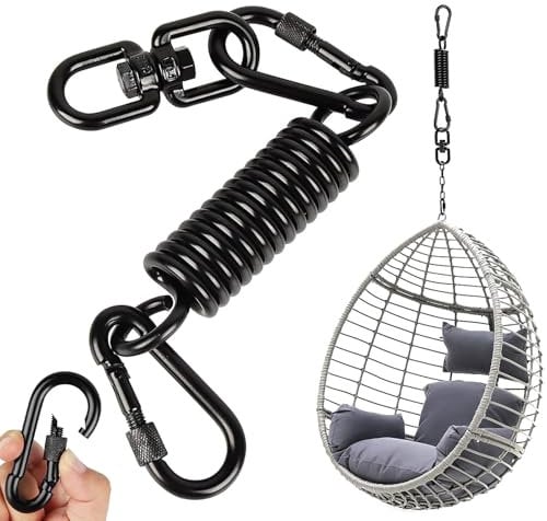 Huanmin Schwingfeder für Hängesessel, Feder Hängesessel mit 2 Karabinerhaken und 360° Swivel Haken, Karabinerhaken Tragfähigkeit bis 250kg Aufhängefeder für Boxsack Halterung, Hammock, Yoga
