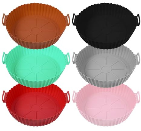 silikonform heißluftfritteuse, 6-teilig Airfryer Zubehör, Airfryer Silikonform, mit einem Fassungsvermögen von bis zu 8 Litern, wiederverwendbar statt Backpapier für Heißluftfritteuse Zubehör