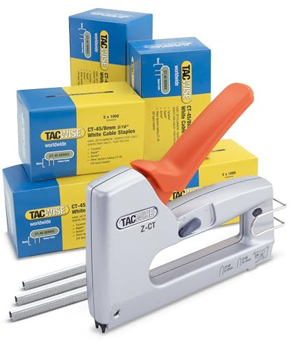 Tacwise 1787 Z-CT Duo Graffatrice in Metallo per Cavi con 25.000 Punti Bianchi, Utilizza Punti CT-45 e CT-60