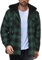 COOFANDY Veste-Chemise à Carreaux pour Homme Veste-Chemise à Capuche Chemise Thermique Veste d'hiver Avec Doublure Matelassée Vert Foncé L
