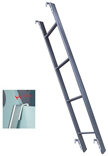 Metallleiter für Etagenbetten, leichte tragbare Leiter, verstellbare Etagenleiter für Wohnmobil, Camper, Wohnwagen, Dachboden, Tragkraft 90 kg, Silber (Größe: 150 cm)