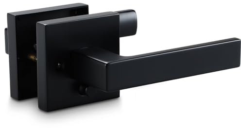 Linkaa Lot de 1 levier de porte d'intimité noir mat, serrures de porte de lit et de salle de bain en alliage de zinc robuste, sans clé, réversibles pour portes gauchers et droitières (intimité
