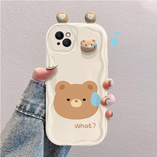 hdqICase Etui 3D Cartoon Compatible avec iPhone 14, | Coque Silicone Antichoc avec Mignons Ours,Lapins et Grenouilles