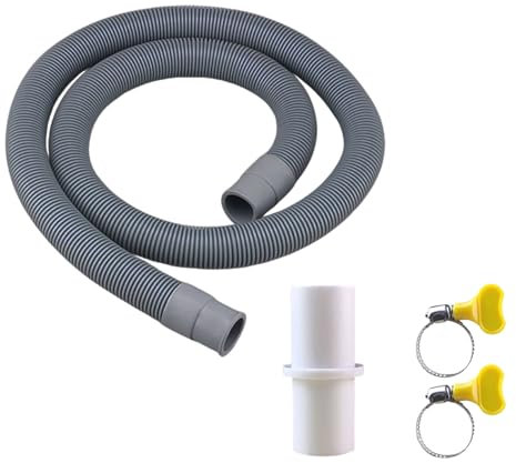 Rallonge de Tuyau de Vidange pour Lave-Linge, Tuyau de Lave-Vaisselle, Kit Universel de Tuyau de Vidange Avec 1 Raccord de Tuyau et 2 Colliers de Serrage (1.5 M)