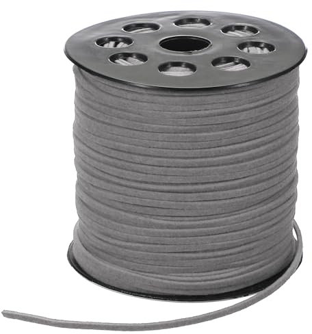 PATIKIL 100 Yards x 2.6mm Faux Suede Leather Cord, Leather Lace String for Bracelet Necklace Beading Making DIY Crafts, Light Grey