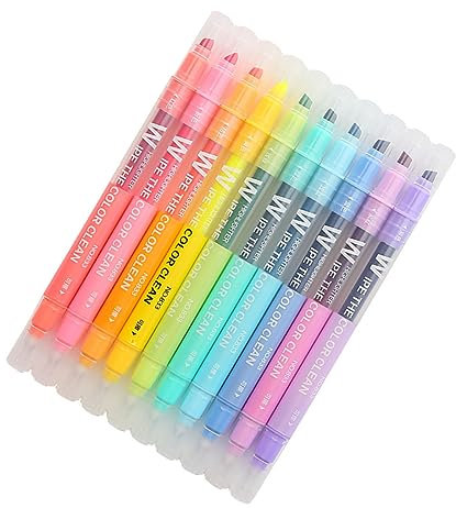 TOGEVAL Abschlussfeier Saison 10 Stück Doppelseitige Textmarker mit Ausradierbarer Funktion Farbenfrohes Design und Kunststoffmaterial für Büro und Tagebuchschreiben