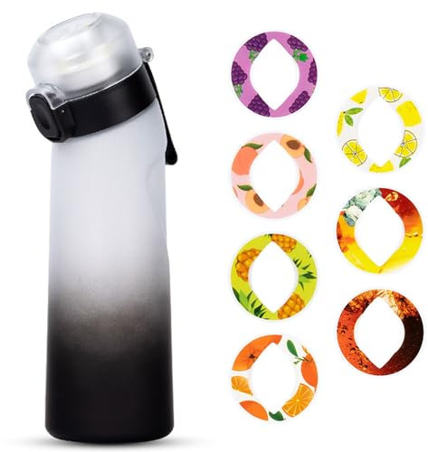 Generisch Botella de agua deportiva de 650 ml, sin BPA, con 7 cápsulas de sabor a frutas de 0 azúcar, 0 calorías, regalos para gimnasio y exteriores (B3)