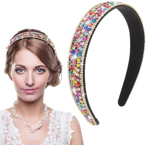 Sibba 1x Haarband für Damen Strass Breites Haarband Rutschfest Kopfschmuck Brautschmuck Hochzeit Party Haarbänder Ausgefallene Schmucksteine Glitzernde Kunstdiamanten Kristall Pailletten