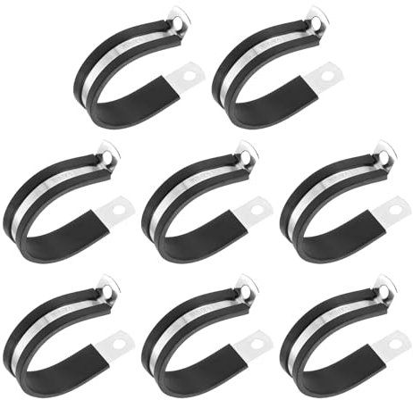 PATIKIL Abrazadera de Cable 38mm, 8Pcs Abrazaderas de Metal de Acero Inoxidable 304 con Aislamiento de Goma, Abrazadera de Manguera para Instalación de Tubos, Mangueras, Cables y Cuerdas