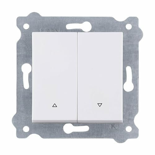 EXEN - Double Bouton Volet Roulant Blanc 2 Voies - Poussoir Mural Encastrable - Contrôle Montée/Descente - All-in-One Compatible avec les séries KARELL/ODAK/COMFORT - 216/01E