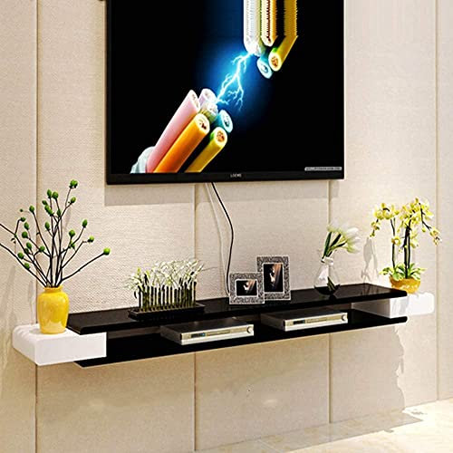 ZFGOJNBH Mueble de TV, estantería Flotante para Sala de Estar, Reproductor de DVD/BLU-Ray, Soporte de Fondo, Receptor de TV por satélite, Receptor de Cable, 90 cm de Profundidad y 90 cm de Ancho.
