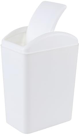 Uumitty 20 Litre Slim Waste Bin with Swing Lid, Plastic Swing Top Trash Can, White