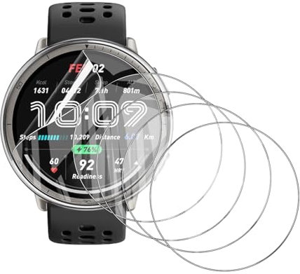 Natbok 5 Piezas Protector de Pantalla para Amazfit Active 2 44mm,Cobertura Completa TPU Film HD Flexible Protección,Sin Burbujas, Anti Arañazos Amazfit Active 2 Protector Pantalla