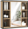 HOMCOM Armoire Murale Salle de Bain avec Miroir, 52 x 24,5 cm, Meuble Salle de Bain, Armoire de Toilette avec 6 Compartiments Ouverts et étagère réglable, chêne