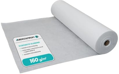 Abdeckvlies selbstklebend – 160 g/m² - 2m x 50m (100m²) | Renovierungsvlies, Malervlies, Abdeckvlies selbsthaftend, Treppenvlies