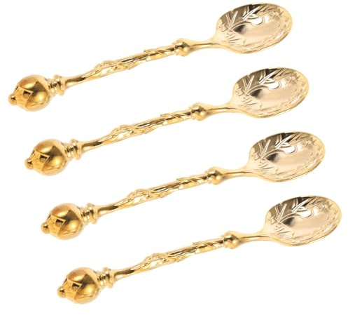 UTHCLO 4pcs Vintage Carved Coffee Spoons Stainless Steel Serving Spoons for Dessert Cake Tea Stirring Polished Decorative