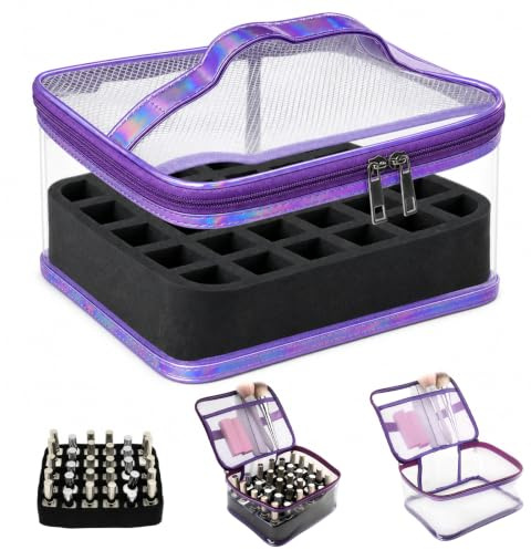 Clear Nail Polish Organiser, Holds 30 Bottles PVC Manicure Tool Storage Bag