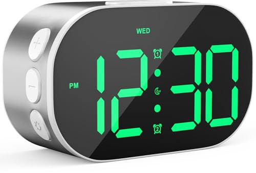 Ayybboo Digitaler Wecker mit Großen Zahlen,Helligkeit,Lautstärke Regelbar,Snooze,Countdown,12/24H,USB und Batteriebetrieb,Für Schlafzimmer,Nachttisch und Reise