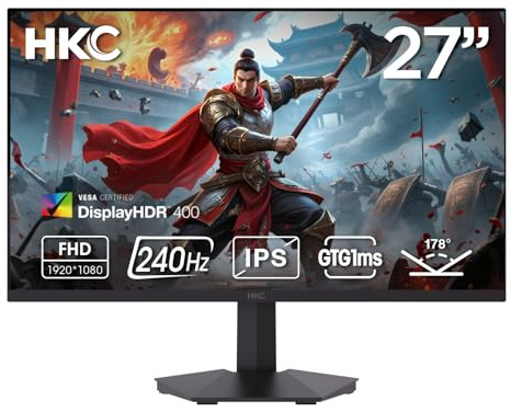 HKC G27H3D 68.6 cm Gaming Monitor 1920x1080 240Hz Fast IPS, 1ms DP/HDMI DisplayHDR400 VESA schwarz