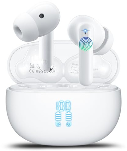 VEKJ AI Auriculares Traductor en Tiempo Real, Auriculares Traductores de 164 Idiomas con Audio y Videollamadas, 42H 3 en 1 Cascos Inalambricos Blanco