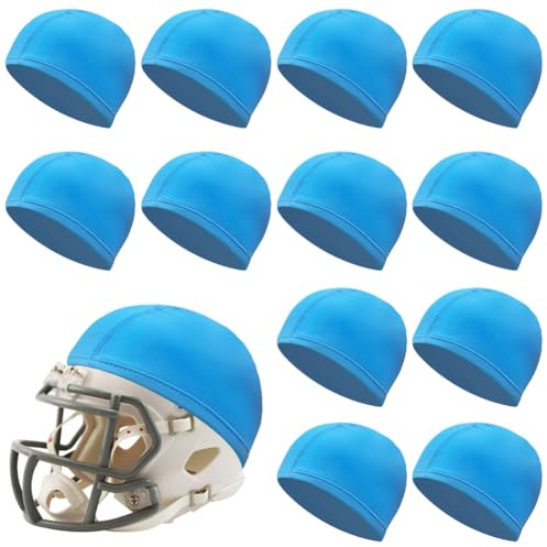 CREATCABIN 12 Couvre Casque de Football Américain Idéal pour L'Entraînement Le Hockey Le Soccer et la Crosse. Extensible pour Hommes et Femmes 40x15cm Bleu
