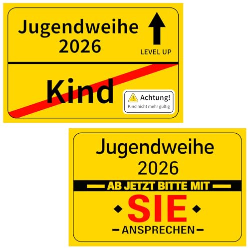 Jugendweihe Deko,Schild Zur 2026 Deko Set 2 Stück, Jugendweihe Geschenke Junge, Lustige Jugendweihe Geschenke Zimmer Tür Wandschild, Party Deko Hintergrund 30x20 Cm