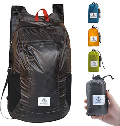 4Monster Wanderrucksack, wasserabweisend, leicht, verstaubar, für Reisen, Camping, Outdoor, grau, 16L US
