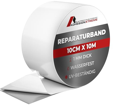 ADHESIONXTREME WATERPROOF SEALING TECHNOLOGY PREMIUM 10m x 10cm Weiß Reparaturband Abdichtband für Wohnwagen, Fenster, Pools, wasserdicht wetterfest
