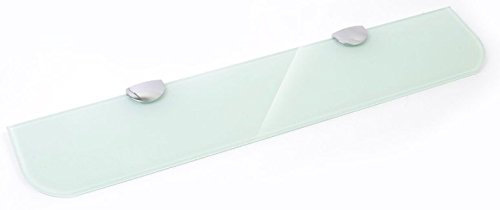 Étagère en verre trempé blanc pour salle de bains/chambre/bureau avec finition chromée - 500 mm x 100 mm - 6 mm d'épaisseur