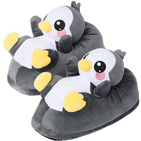 corimori Süße Plüsch Hausschuhe (10+ Designs) Pinguin Pablo Slipper Einheitsgröße 25-33,5 Unisex Pantoffeln Schwarz Weiß