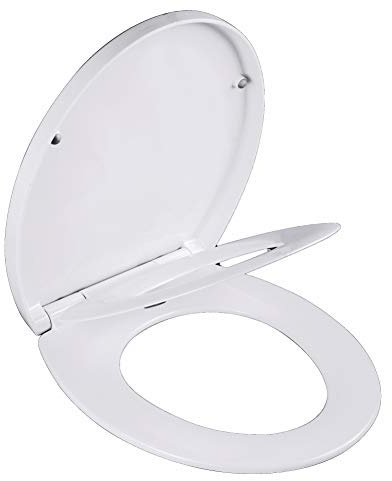 Grünblatt High-End Duroplast WC Sitz für Familien mit Kinder, Absenkautomatik, Toilettendeckel Klobrille Toilettensitz abnehmbar zur Reinigung (O-Form)