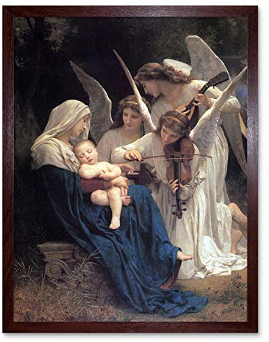 Wee Blue Coo William Adolphe Bouguereau Song Of Angels Old Master Painting Art Print Framed Poster Wall Decor Kunstdruck Poster Wand-Dekor-12X16 Zoll