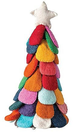 Creative Co-op Figura de árbol de Navidad de Fieltro de Lana, 15 Pulgadas, Multicolor