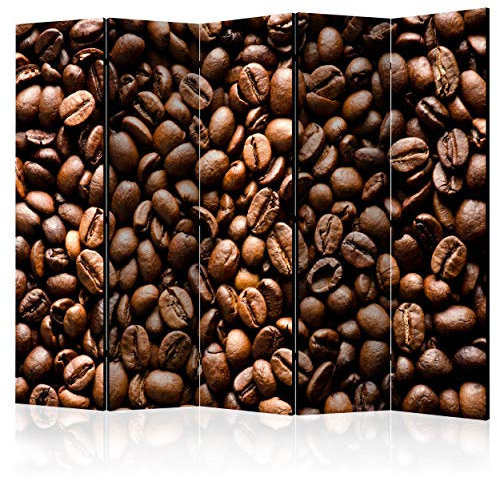 decomonkey Paravent Raumteiler Innen Küche 225x172 cm 5 Teilig Einseitig Room Divider Wall Raumteiler Stehend Trennwand Sichtschutz Spanische Wand Sichtschutzwand Wohnzimmer Holz Kaffee