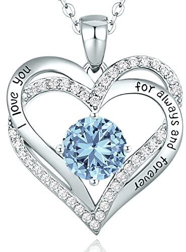 CDE Kette Damen 925 Sterling Silber Rosegold Geschenk für Sie Valentinstag Forever Love Herz Geburtsstein Anhänger Halskette für Frauen Schmuck Geburtstags Freundin Weihnachten Muttertags