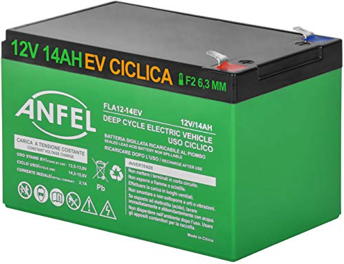 ANFEL Batteria Lead Acid AGM 12V 14Ah al Piombo Ricaricabile Ciclica Pila Batteria Ermetica Batterie di Ricambio per Carrelli Golf Cars Carrozzina Tagliaerba Scooter Trattorino Tosaerba