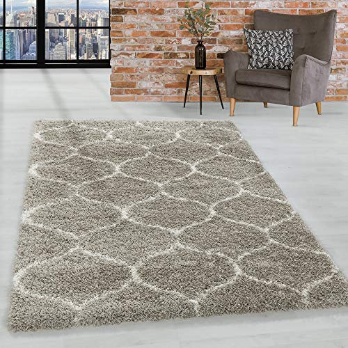 HomebyHome Shaggy Teppich 300x400 Wohnzimmer (280 x 370 cm) - Hochflor Teppich Skandi Design Beige Extra Weich und Flauschig - Bettvorleger Teppich für Schlafzimmer, Küche, Flur - Carpet, Halı, Kilim