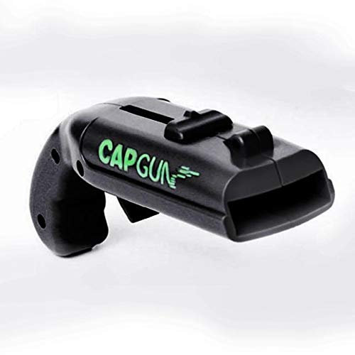 PREMIUM Bierdeckel Cap Gun Pistole Shooter Flaschenöffner – Bazooka Capgun Bieröffner lustig Bierdeckel schießen mit Freunden Spielzeug Gadget (Schwarz)