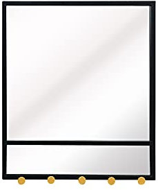 ASPECT Entryway Mirror with Five Hooks,Black