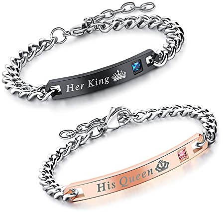 Xihuimay Paar Armband Lieben Schmuck Edelstahl Armbänder Partnerarmband für Paare Familie Armbänder Verstellbare Pärchen Bangle Sein und Ihr Abstand Matching Set für Beste Freundin Geschenke