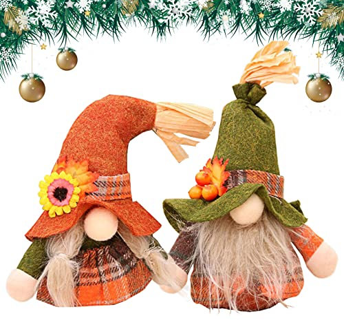 Qazuwa Zwerg Puppe Deko Wichtel Süß Plüsch Dekorationen 2PCS Thanksgiving Herbst GNOME Plüsch Ornamente Bauernhaus Weihnachtsfiguren Oster Geschenk Für Home Wohnzimmer Schaufenster Geburtstag